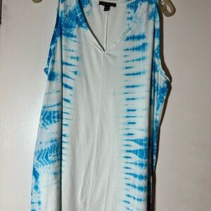 Lane Bryant 14/16 Blue and White Tie-Dye Sleeveless Top